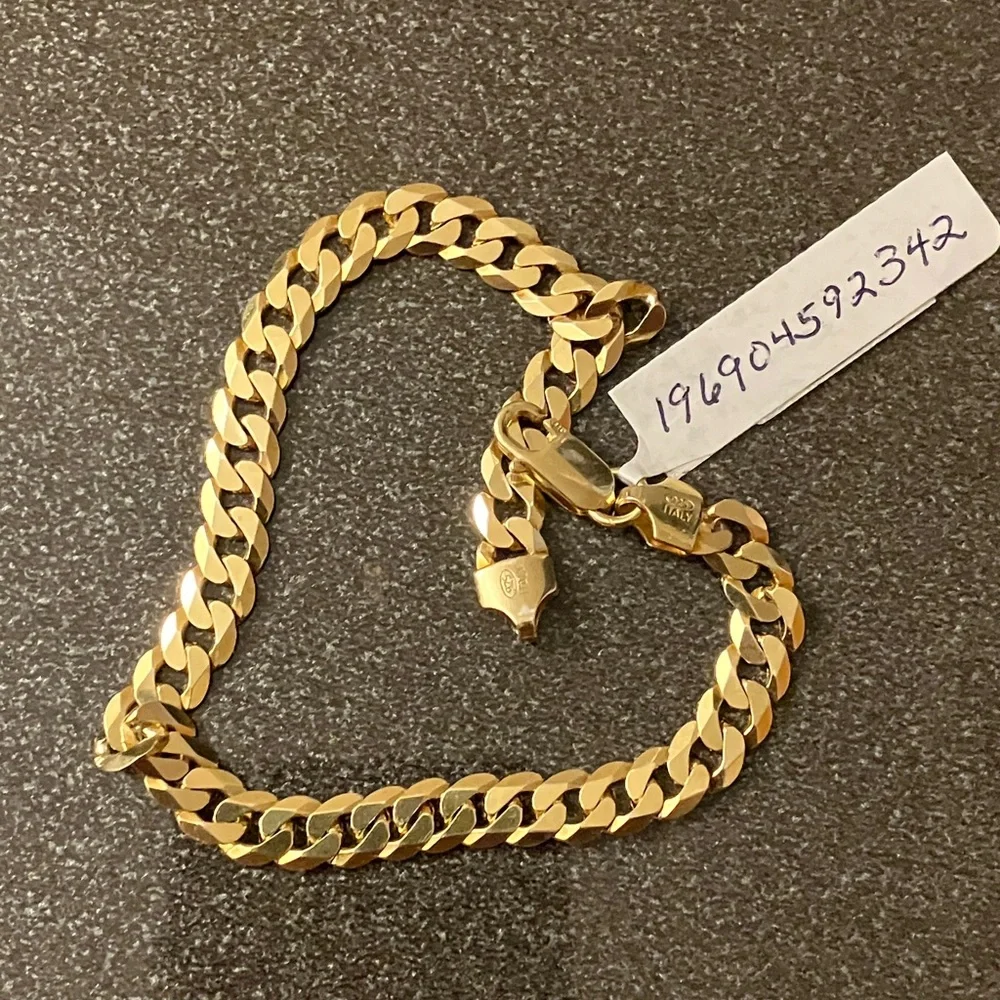 24K Gold Bonded 925 Cuban link Stamped Men’s Bracelet From Italy 🇮🇹 - Picture 12 of 15